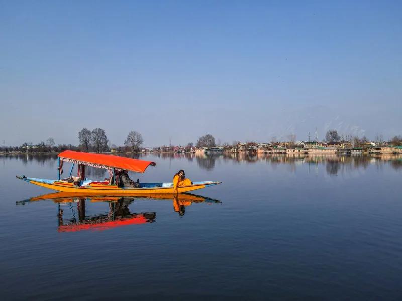 A colourful shikara on Dal Lake, Srinagar